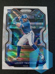2021 Panini Prizm White Wave Leody Taveras #127 Prizm RC Texas Rangers